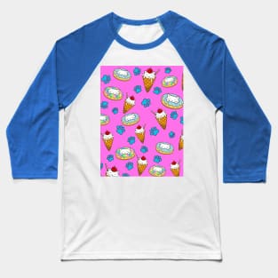 Cute cats and sweets Pattern Baseball T-Shirt